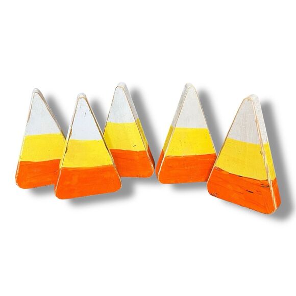 Handmade Wooden Candy Corn Halloween Decoration Set of 5 Distressed - Picture 6 of 8